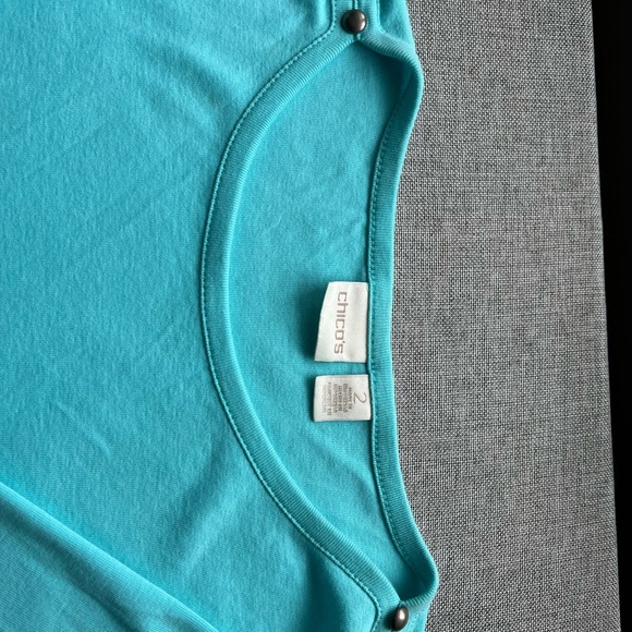 Chico’s Blue Cotton Top - SZ 2. (L) - Picture 4 of 6